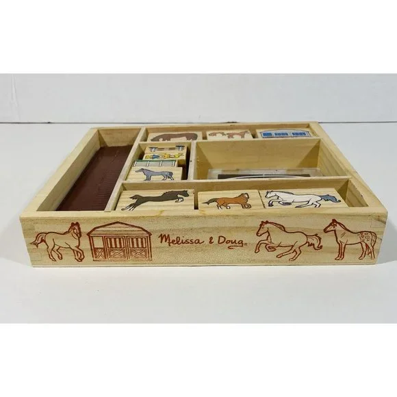 Melissa & Doug Horse Equestrian Wood Mounted Rubber Stamps 10 Count Pony Art - Picture 2 of 7